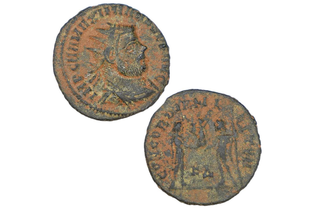 Ancient 4th Century AD Roman Empire Bronze Coin, Maximian Imperator, Antoninianus Concordia Militum 4th Century AD Numismatics