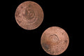 1829 Empire Of Brazil, 40 Reis Coin By King Peter I Of Braganza Portugal, Copper Coins From The 19th Century, Currency Real, Rio De Janeiro