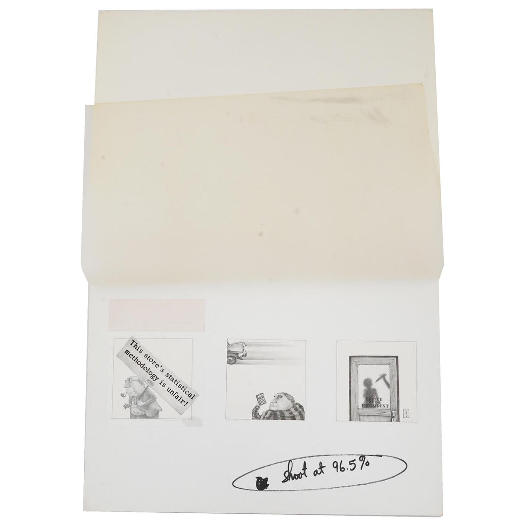 J Michael McGinn, Art Pencil Drawings 1970s, USA Political Caricature, Fortune Magazine, Sheldon Cotler for the Keeping Up, Small Vignettes