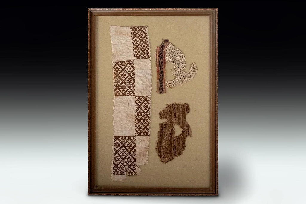 Ancient Chancay Textile, PreColumbian Cultures Of Coastal Peru, Circa 800 To 1200 AD Framed Tapestry Fragments, Prehispanic Art Collectibles