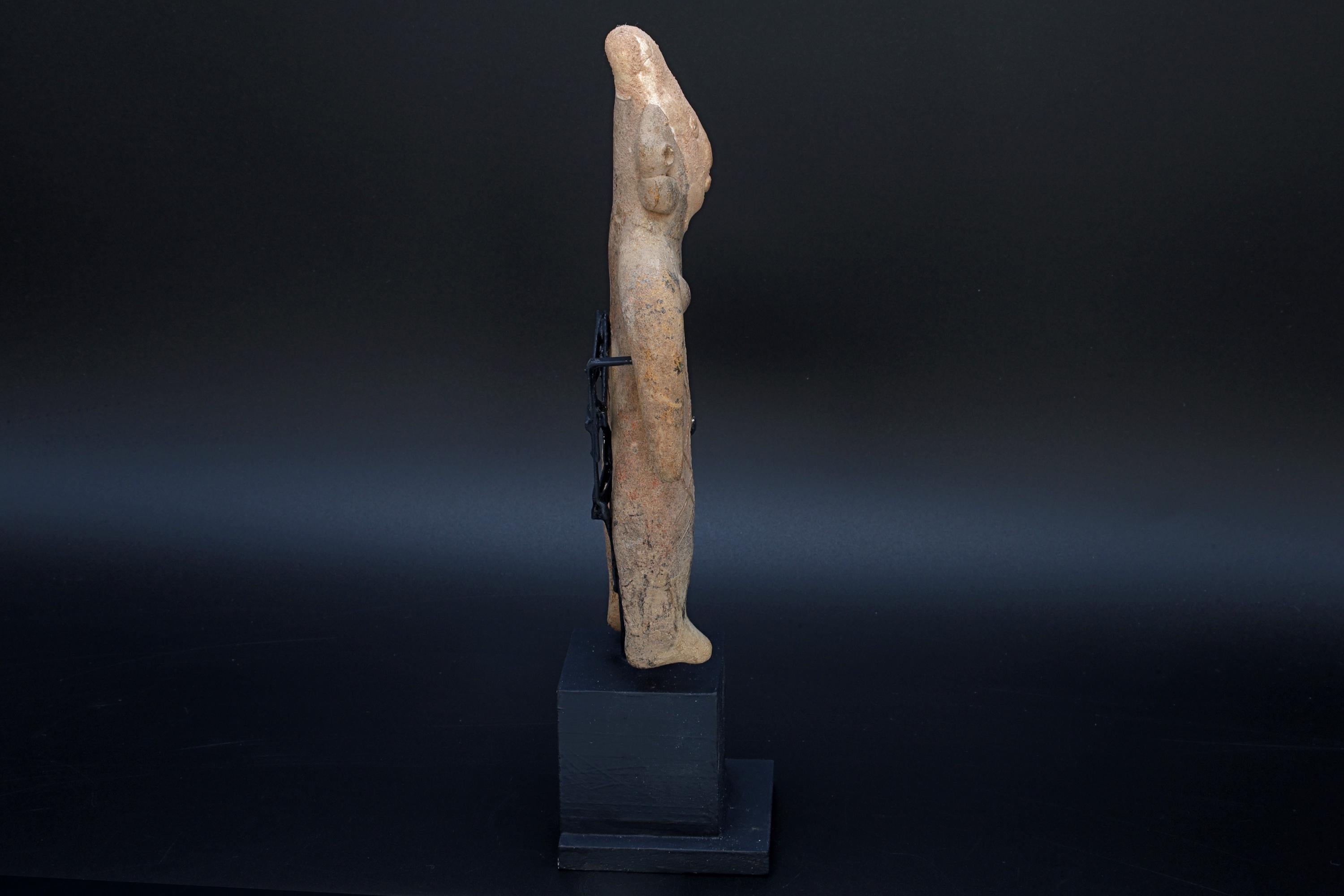 Ancient Pre Columbian Colima Pottery Standing Female Figure, Full Body Idol Dated As Between 100BC To 250AD, Western Mexico, Mesoamerica Art