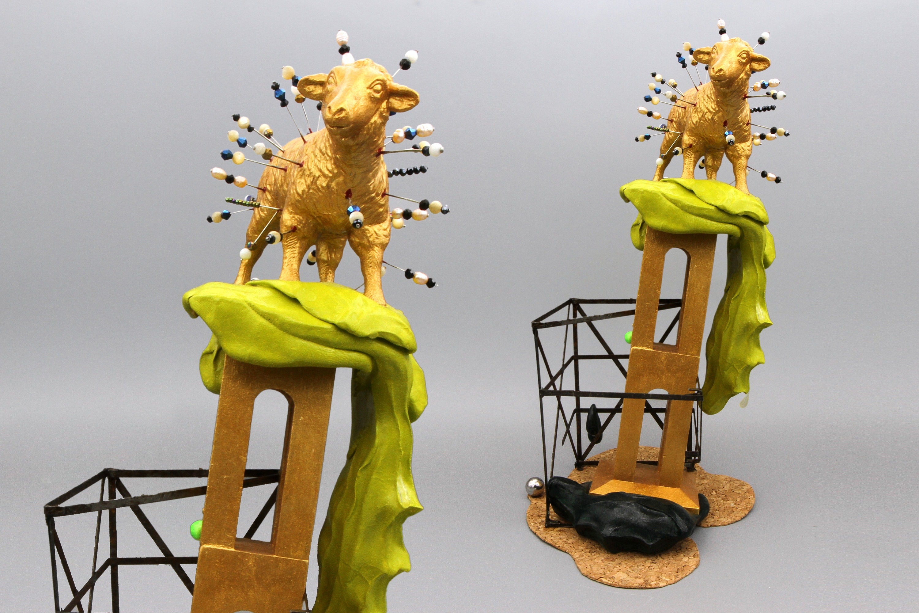 The Sacrifice Of The Innocents, Triumphant Paschal Lamb, Small Tabletop Sculpture, Sacred Religious Fantasy Art, Architectural Project Model