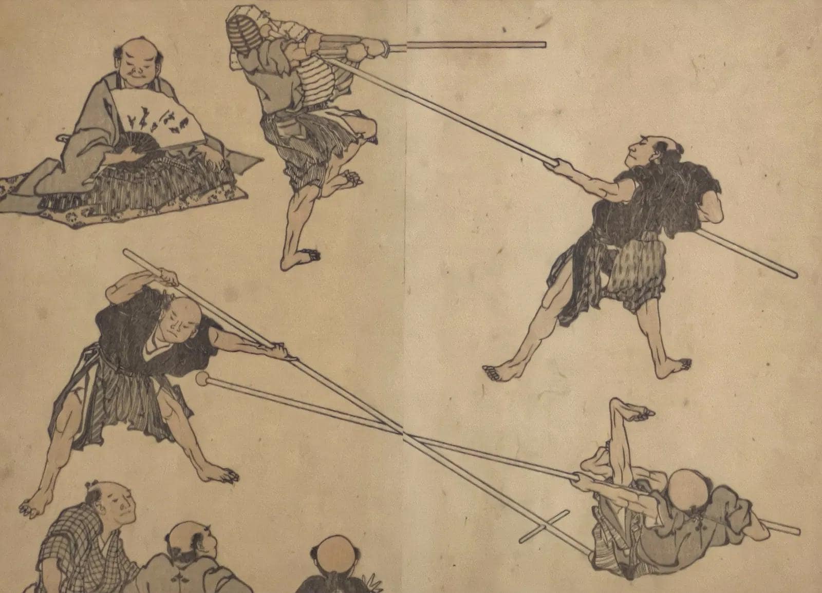 Hokusai Katsushika, Manga No 43, 1834. Denshin Kaishu Hokusai Manga. Antique Japanese Art Print, Framed, Original Book Pages
