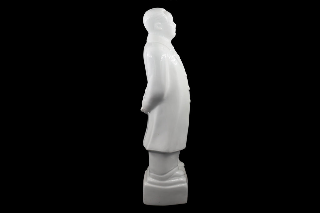 Chairman Mao Zedong, Mid Century Cultural Revolution Art Statuette, Blanc De Chine Porcelain Figure In Dehua Region Style, Asian Art