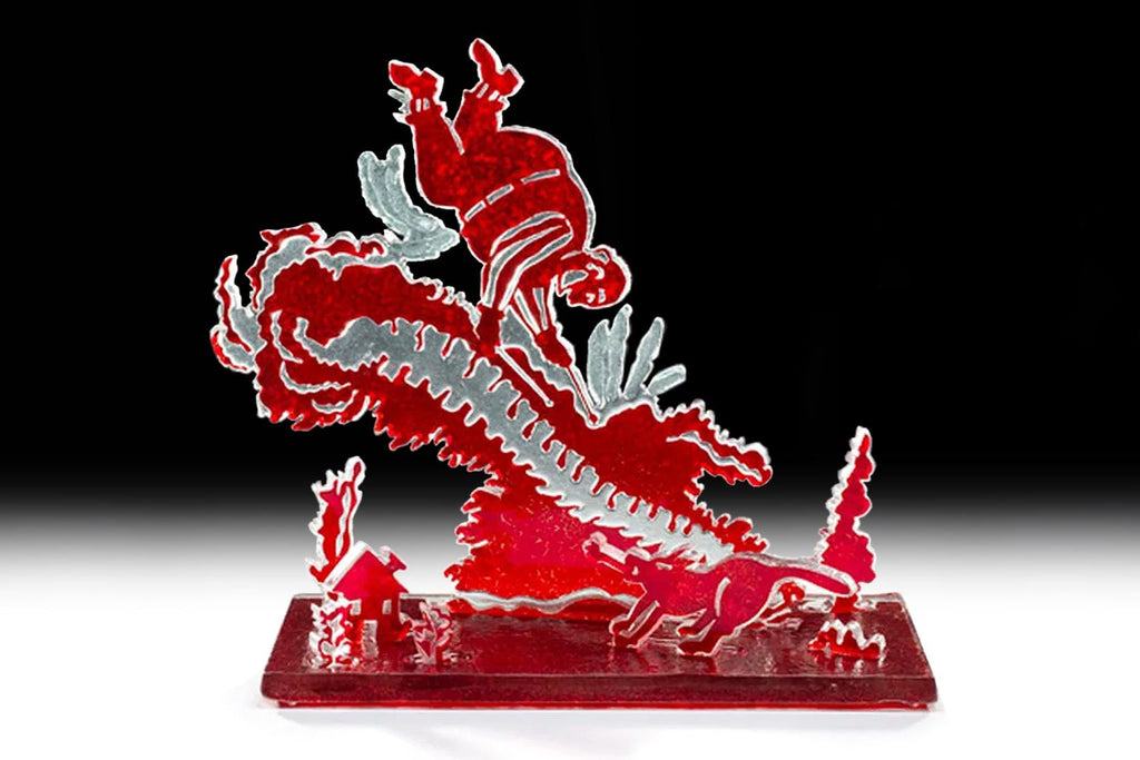 Allegra Marquart, A Contemporary American Sculpture Hand Signed And Signed, Knick Knack Spine, Sandblasted Ruby Red Cut And Assembled Glass