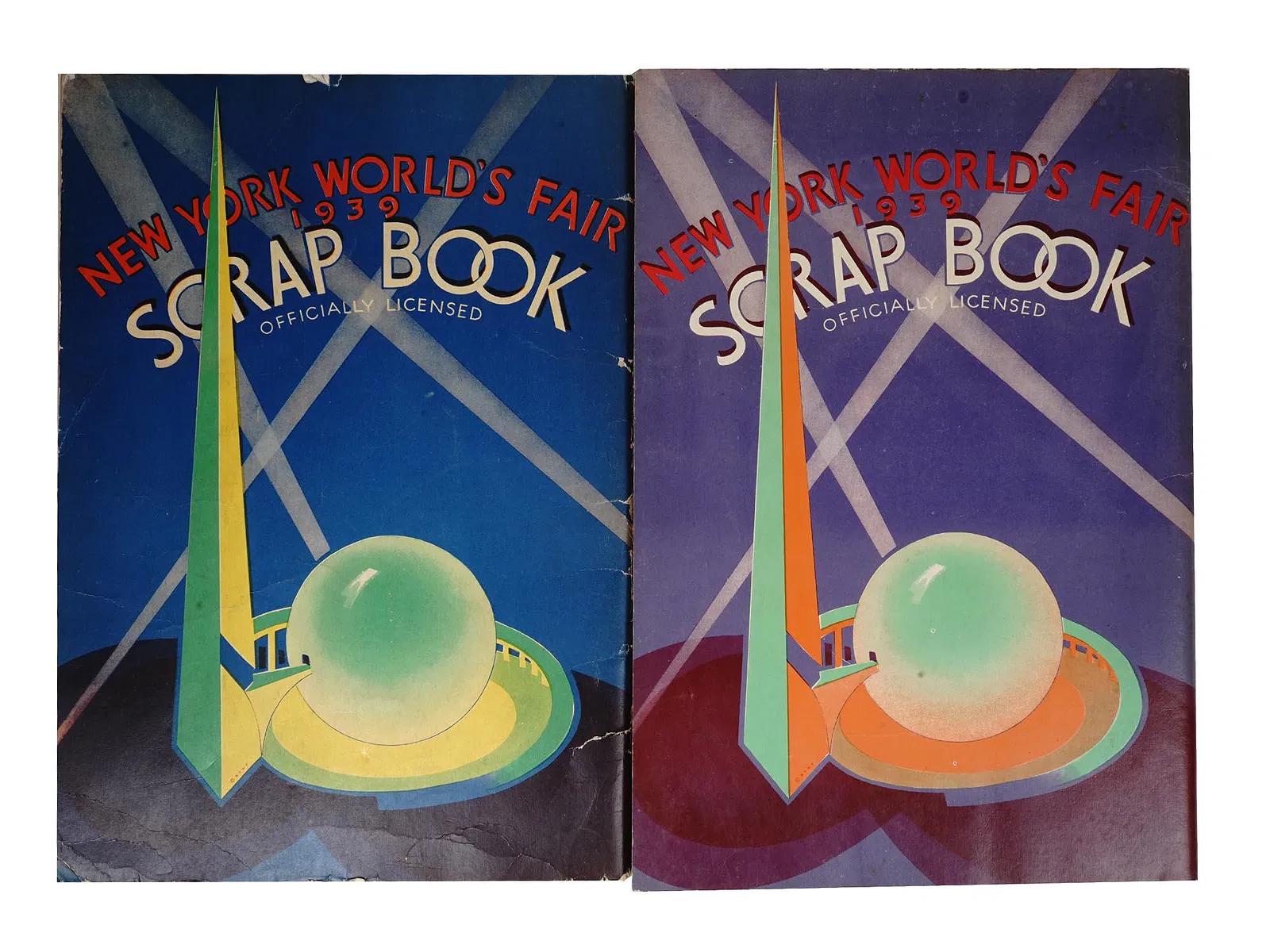 New York World Fair Of 1939, A Pair Of Scrapbooks With The Official Covers, Books And Paper Ephemera Collectibles, Americana Memorabilia