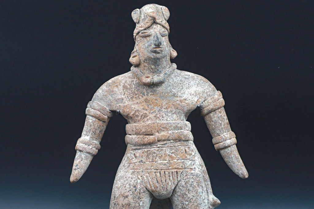 Ancient Pre Columbian Colima Pottery Standing Female Figure, Full Body Idol Dated As Between 100BC To 250AD, Western Mexico, Mesoamerica Art