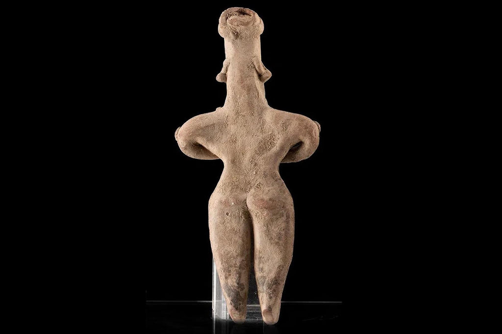 Ancient Pre Columbian Colima Pottery Standing Female Figure, Full Body Idol Dated Between 100 BCE To 250 AD, Western Mexico, Mesoamerica Art