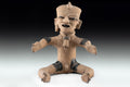 Ancient Pre Columbian Veracruz Pottery Male Sitting Figure, Remojadas Art Type 450 to 600 AD, Eastern Mexico, Thermoluminescence Tested