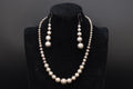 Mid Century Graduated Ball Beads Jewelry Set, A Beaded Necklace And Large Dangle Earrings, 925 Sterling Silver, Retro Fashion Accessories