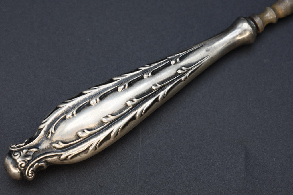 Antique 1890s Button Hook In Art Nouveau Style, American Sterling Silver, Victorian Era Dressing Tools, Fashion Accessories And Collectibles