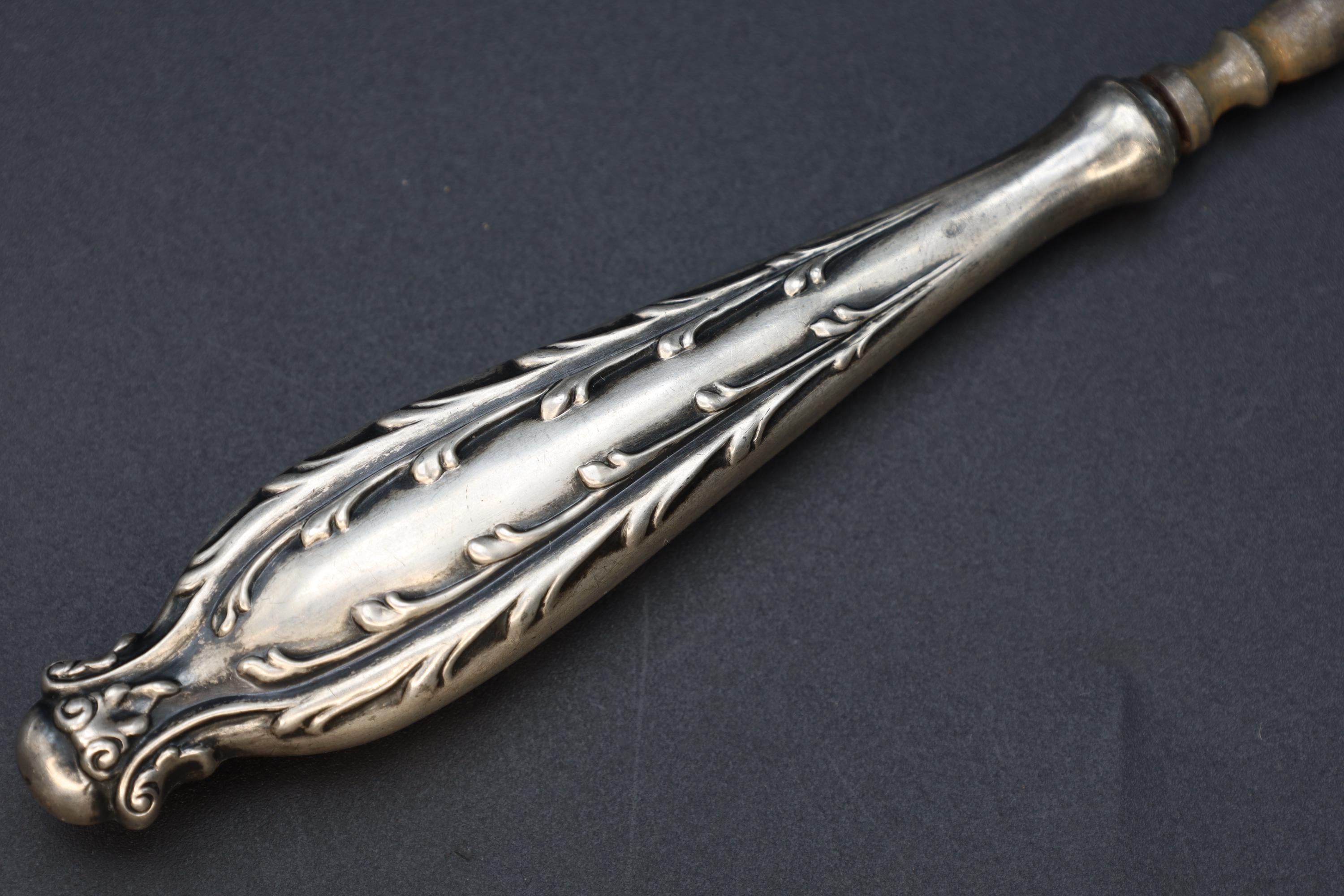 Antique 1890s Button Hook In Art Nouveau Style, American Sterling Silver, Victorian Era Dressing Tools, Fashion Accessories And Collectibles