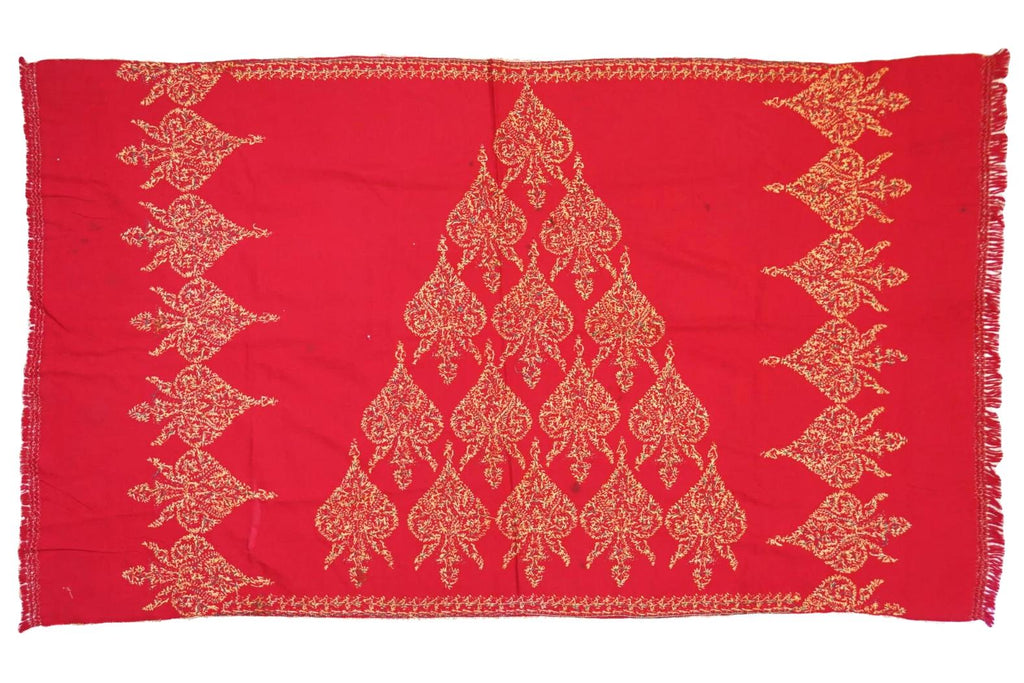 An Antique Early 20th Century, Probably Kerman Or Baluchistan, A Hand Woven And Embroidered Cotton Textile Blanket Or Large Shawl