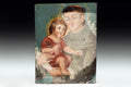 Late 19th Century Catholic Icon Of San Antonio de Padua, Mexico Votive Religious Art Painting On Metal, Saint Anthony With Baby Jesus