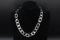 Contemporary Womens Jewelry, A 925 Sterling Silver Flat Link Chain, Collar 18 inches Length, Retro Vintage 1990s Fashion Accessories