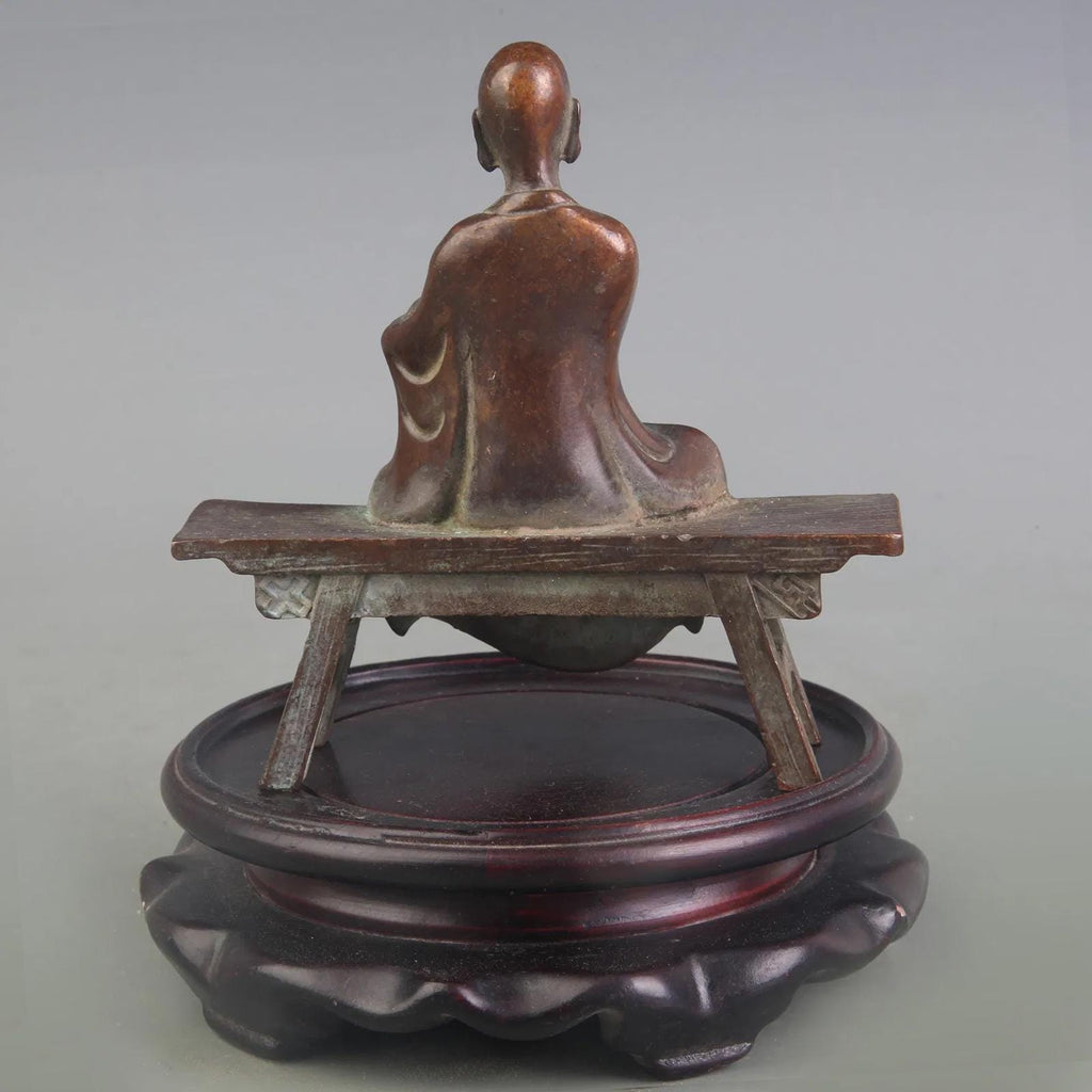 Amitabha Buddha Sitting On The Bench Enshrine, Meditating Bodhisattva, Early 20th Century Republic Period. Oriental Sculpture Art