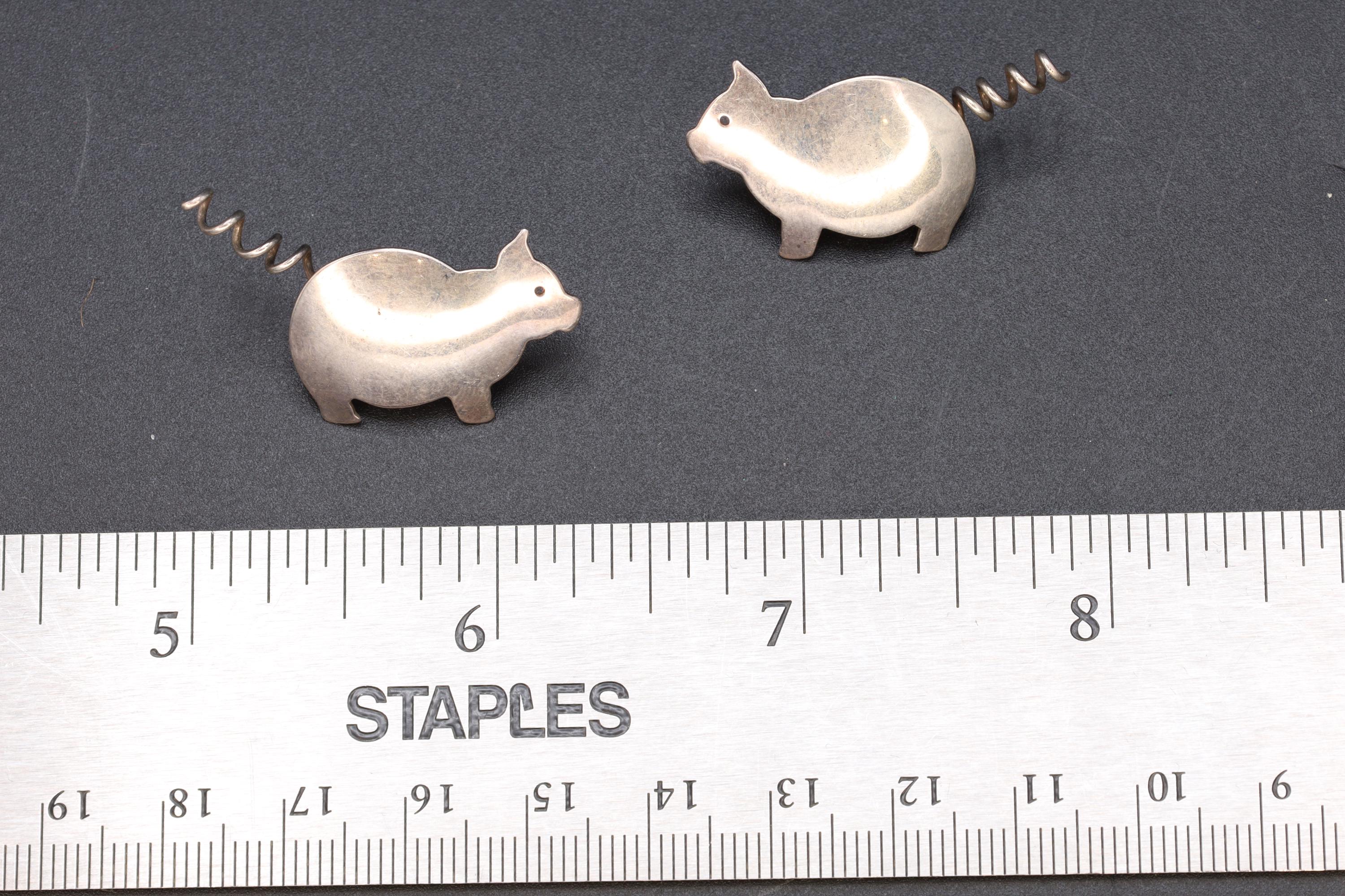 Vintage 1988 ELLES Pig Earrings, Crescent Moon 925 Sterling Silver Hallmarks, American Studs, Southwestern Womens Jewelry Animal Art