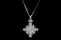 Christian Coptic Cross Pendant Necklace, 800 Silver Cross Egypt Hallmarks, Oxidized 925 Sterling Silver Snail Chain, Vintage African Jewelry