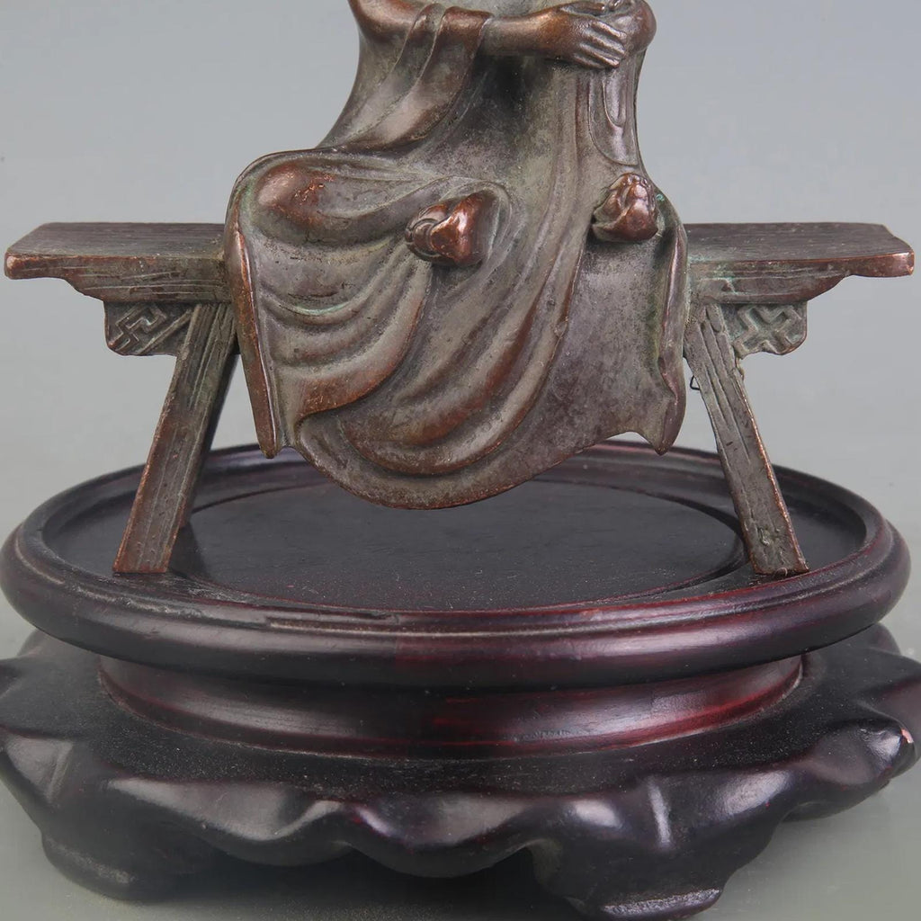 Amitabha Buddha Sitting On The Bench Enshrine, Meditating Bodhisattva, Early 20th Century Republic Period. Oriental Sculpture Art
