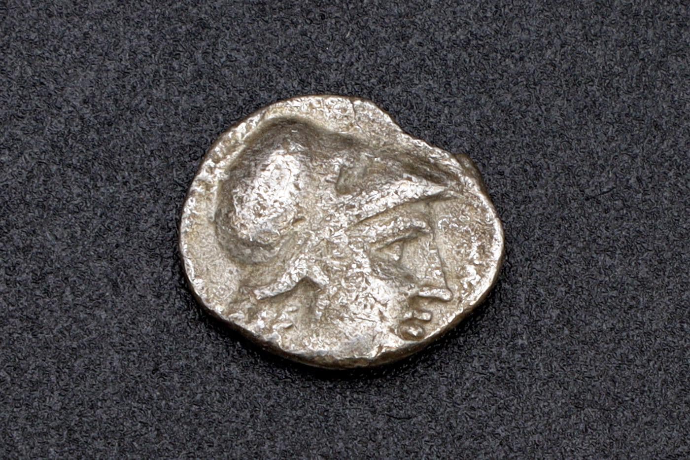 Side, Pamphylia 370 To 360 BCE Obol Silver Coin, Goddess Athena With Corinthian Helmet, Lion Head, Ancient Collectibles And Numismatics