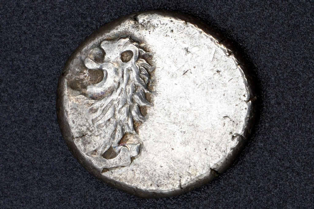 Ancient 4th Century BC Greek Chersonesos Thrace, Hemidrachm Silver Coin, Forepart Of A Lion, Poppy, Pellet And Greek Lettering H In Incuse