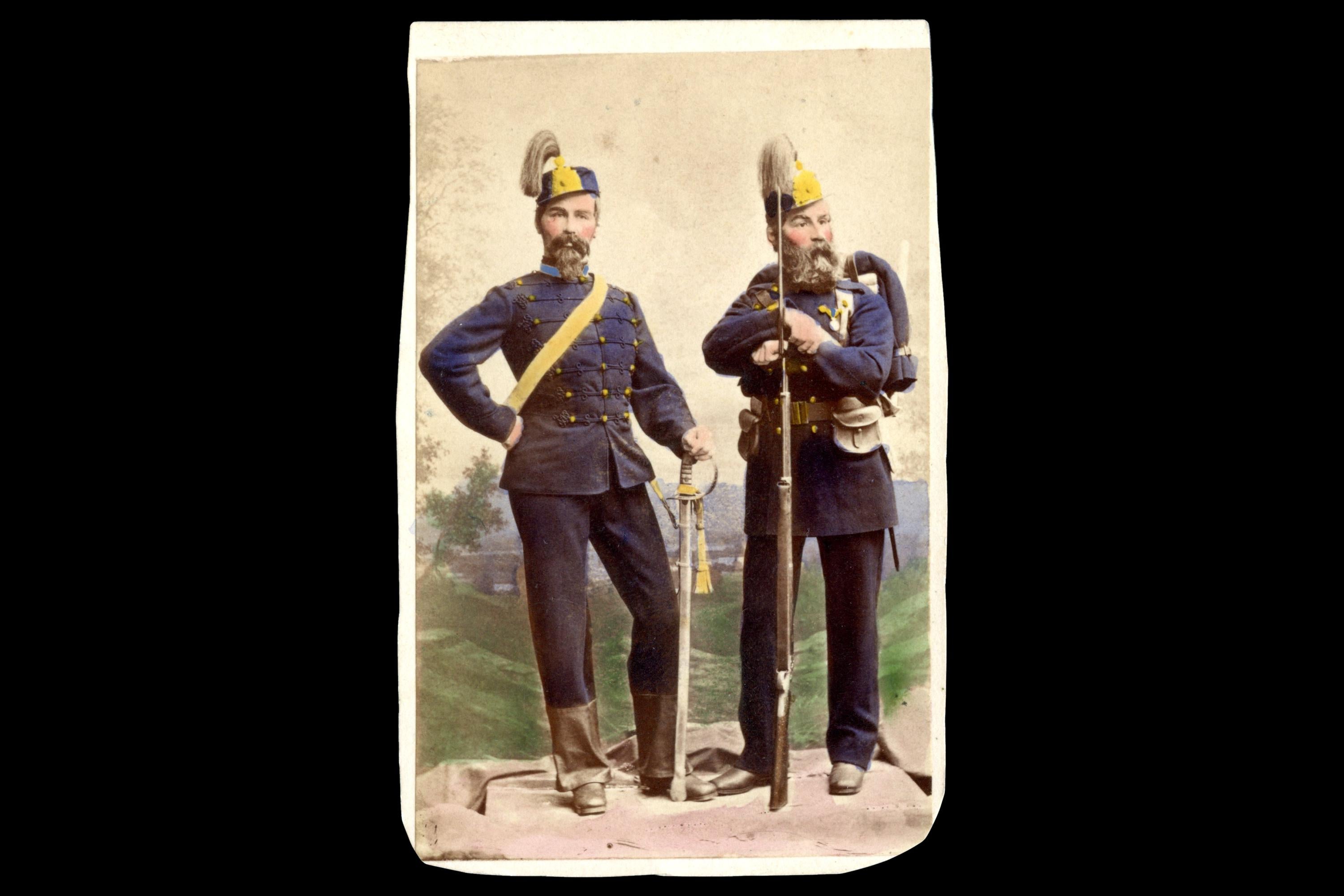 Antique 1870s Carte De Visite With Varmland Rifle Corps Soldier, Traditional Scandinavian Costumes From Sweden, Photo By Eurenius And Quist