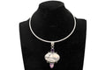 Vintage Collar Torc Necklace With A Multistone Pendant, 925 Sterling Silver, Faceted Amethyst Cabochons, White Jasper Howlite