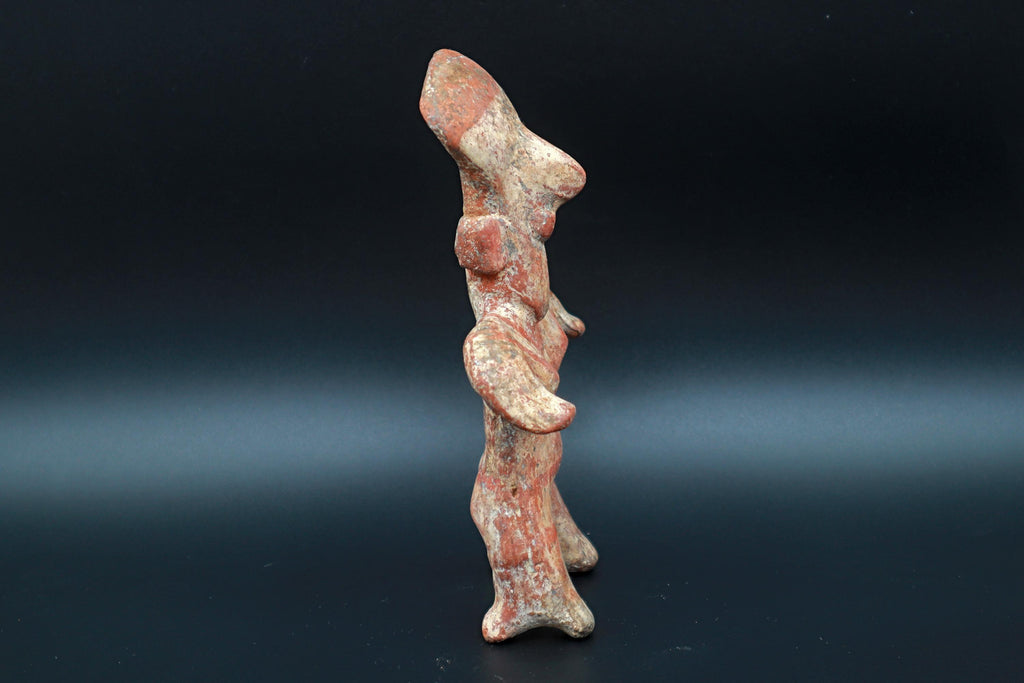 Ancient Pre Columbian Nayarit Pottery Art, Full Body Female Figure, Chinesco Type 300 BCE to 300 AD, West Mexico, Mesoamerican Burial Idol