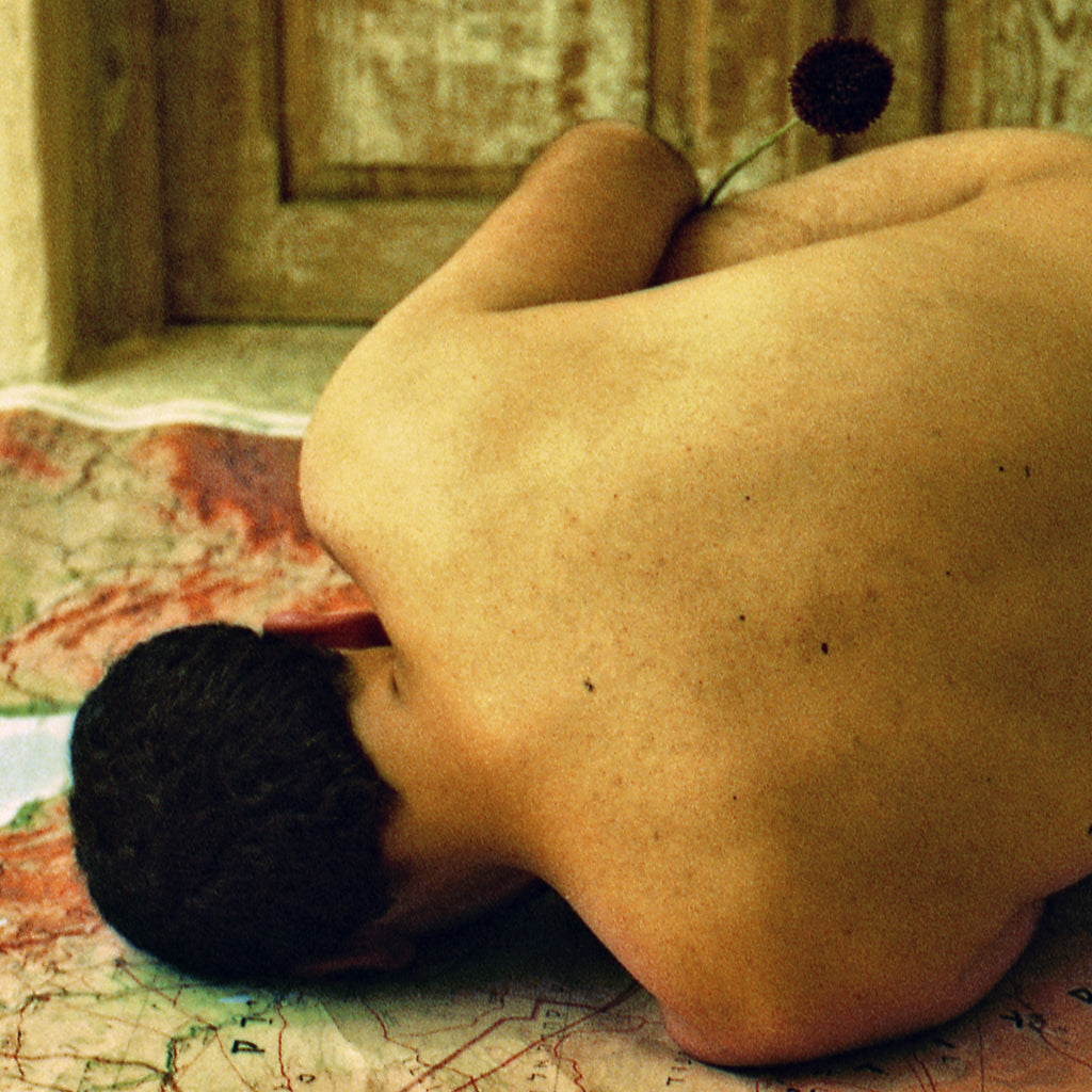 Road Maps Far From Paradise, Ein Hod Haifa Israel, Contemporary Analogue Photography Art, Expired Damaged 35mm Film, Man Male Nude Bodyscape