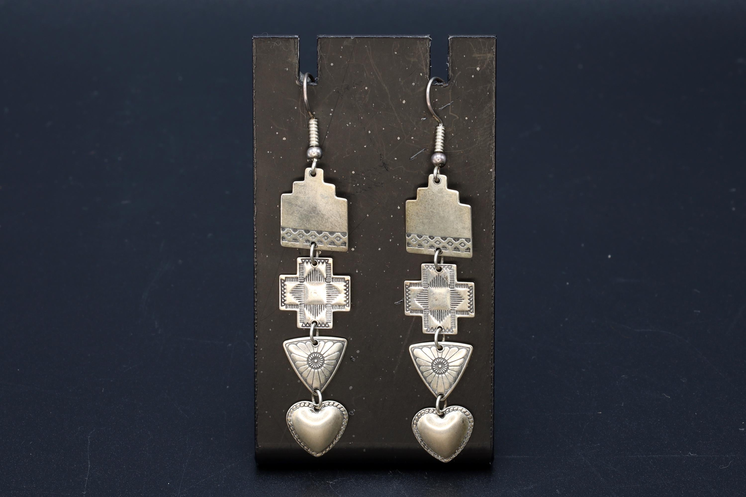 Casas Pueblo Earrings, Long Dangle Earrings With Figural Design, Native American Inspired Jewelry, Tribal Southwestern Americana Accessories