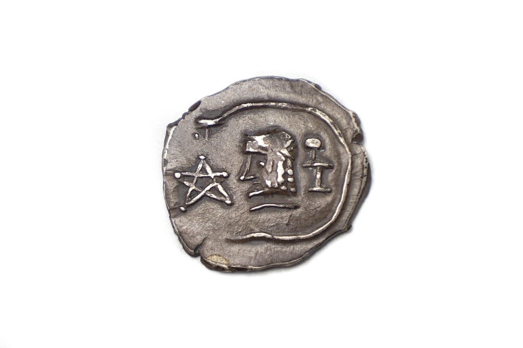 Ancient 1st Century AD Himyarite Kingdoms, South Arabia Felix Silver Quinarius Coin, Raydan Scyphate Mint In Imitation Of Older Greek Coins