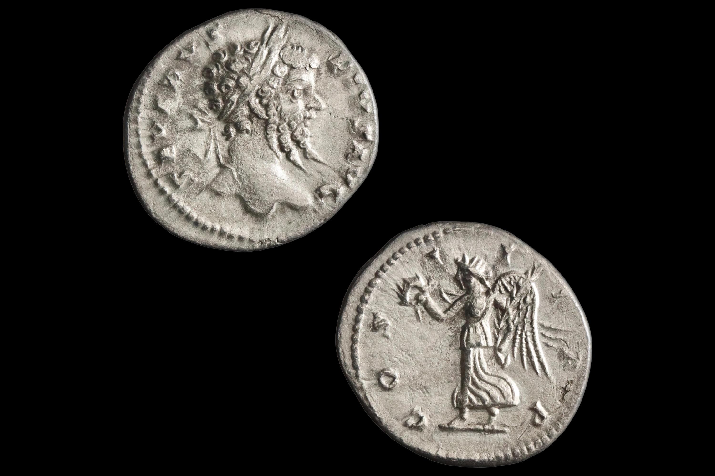 Ancient Roman Empire, 3rd Century AD, A Silver Denarius Coin By The Emperor Septimius Severus Numismatics