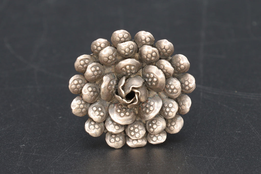 Dandelions Flower Ring Size 9 USA Charts And Adjustable, Artisan Jewelry Piece Tested 925 Sterling Silver, Handmade Women's Statement Ring