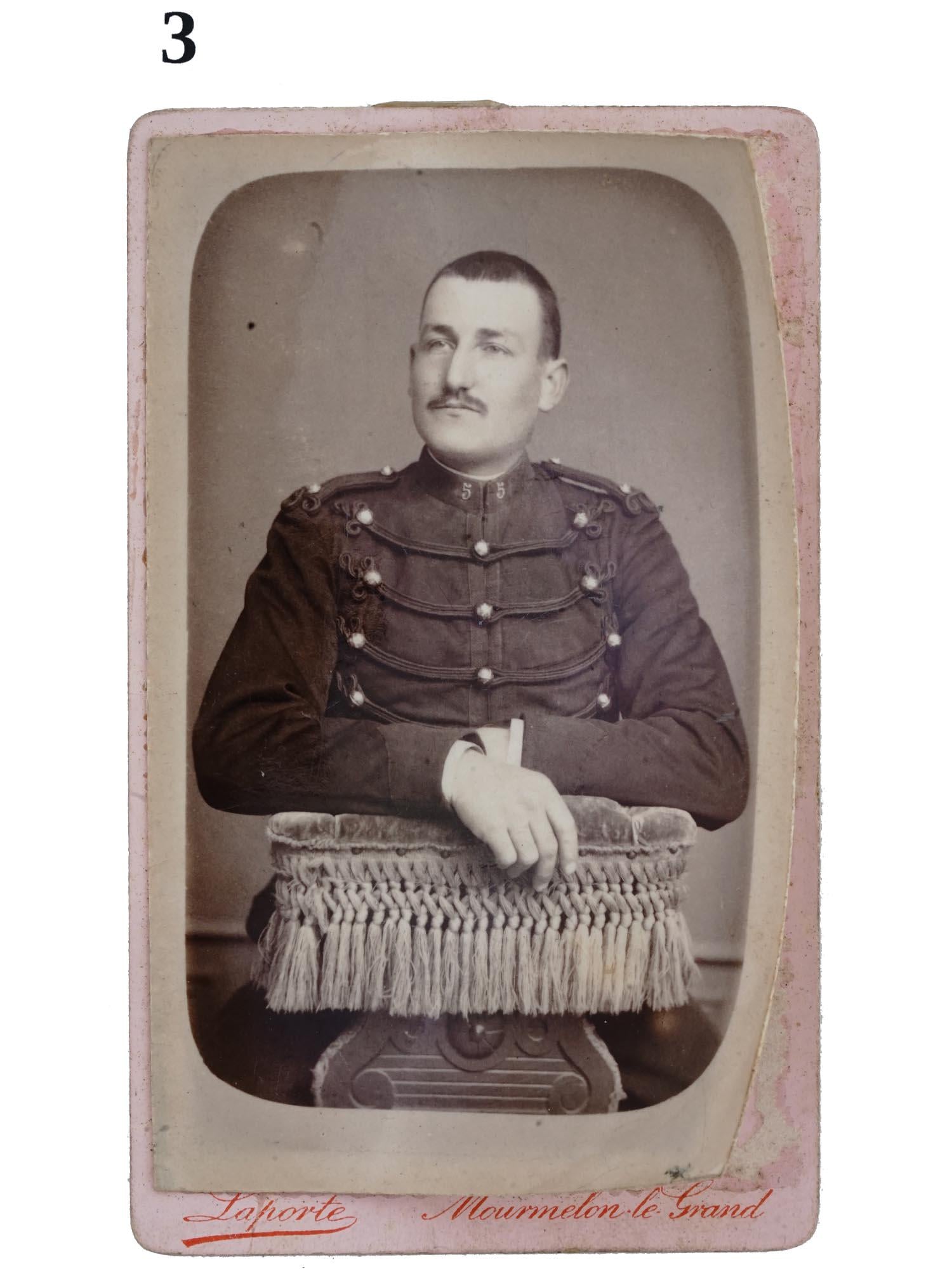 Antique 19th Century French Military Carte de Visite Photographs, Cabinet Portraits Of Young Hussar Soldiers, Victorian Era Memorabilia