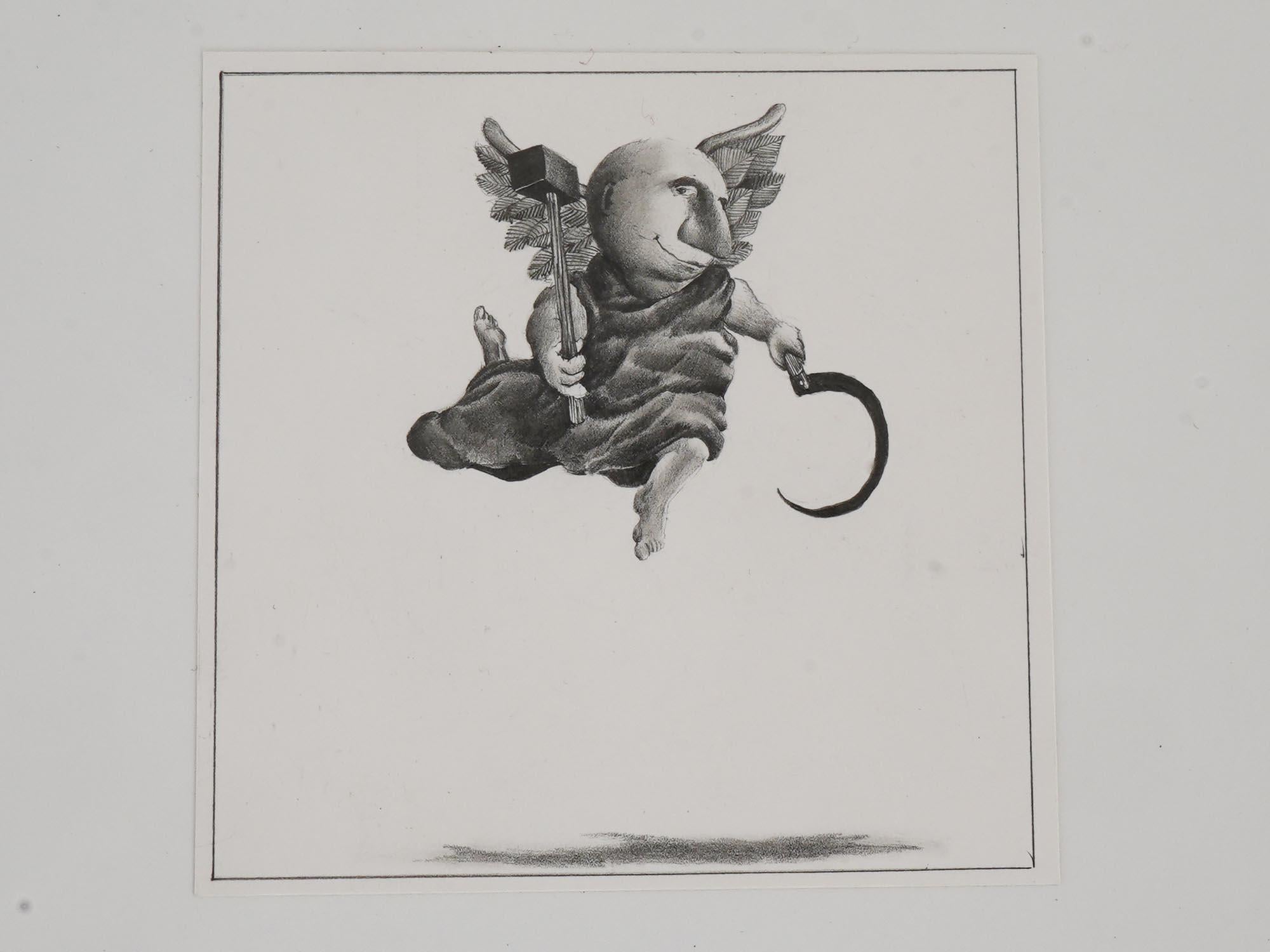 J Michael McGinn, Art Pencil Drawings 1970s, USA Political Caricature, Fortune Magazine, Sheldon Cotler for the Keeping Up, Small Vignettes