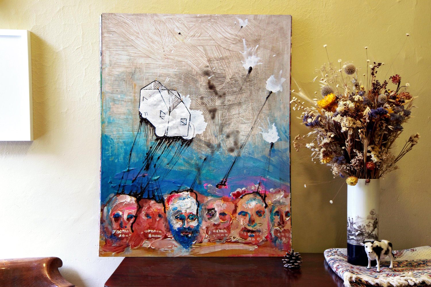 Judaica Paintings And Mixed Media, Hand Signed, Mystical Merkabah With Angel Metatron, Chancellor of Heaven, Contemporary Art For Home Decor