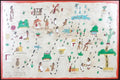 Aztec Pictograph Codex Page, A Handmade Copy By Archaelogist Julio Jorge Celis Polanco, Prehispanic Mexico, Precolumbian Antiquities Art