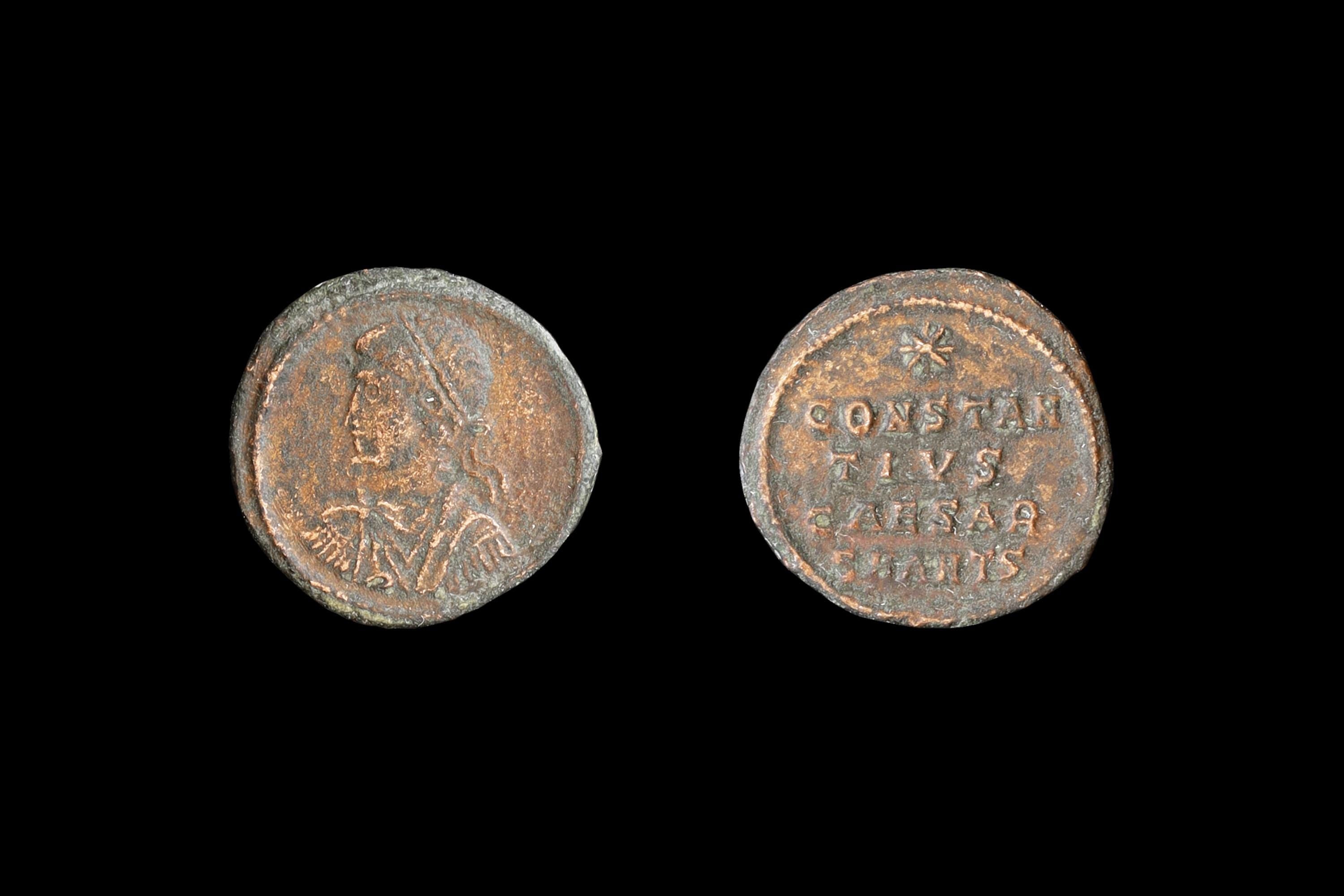 Scarce Follis By Emperor Constantius II Caesar, Ancient Roman Bronze Coin AE 3, Antioch Mint, Numismatics And Historical Collectibles