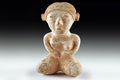 Ancient Pre Columbian Nayarit Pottery Female Sitting Figure, Chinesco Type 300 BCE to 300 AD, West Mexico, Mesoamerican Tomb Burial Art