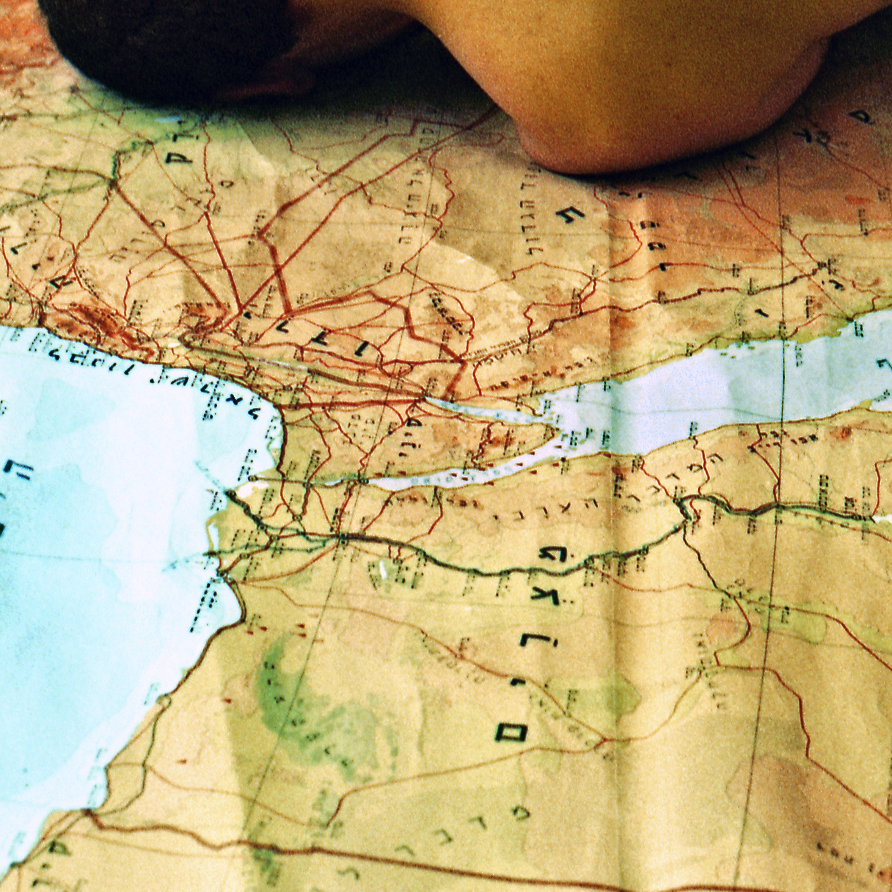 Road Maps Far From Paradise, Ein Hod Haifa Israel, Contemporary Analogue Photography Art, Expired Damaged 35mm Film, Man Male Nude Bodyscape