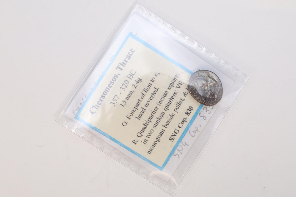 Ancient 4th Century BCE Greek Chersonesos Thrace, Hemidrachm Silver Coin, Lion, Bee, Pellet And Monogram In Incuse, Numismatics Antiquities
