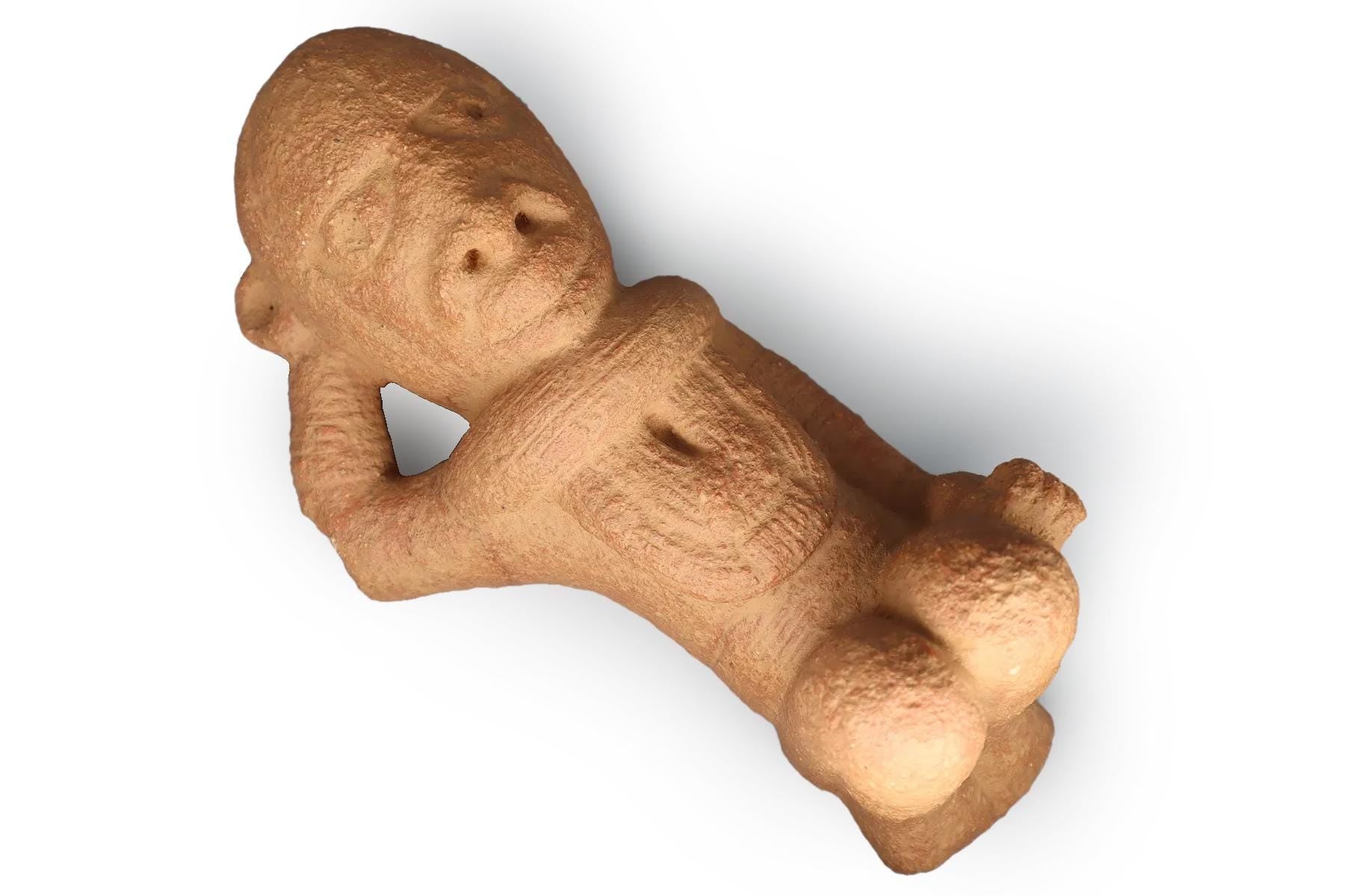 Ancient Africa NOK Civilization Terracotta Burial Kneeling Male Figure Dated As 200 BCE To 200 AD, West Africa Antiquities Sculpture And Art