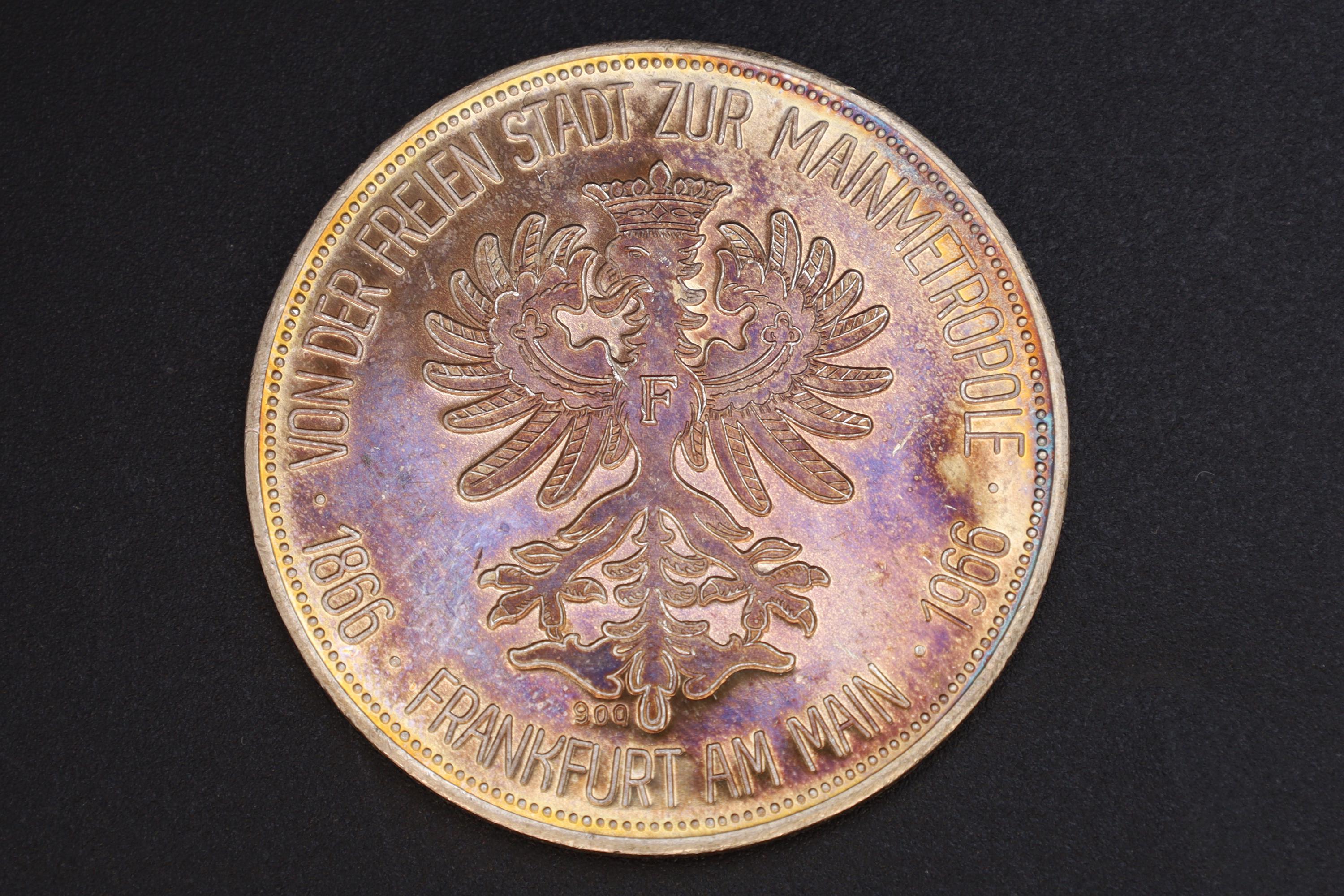 1866 Frankfurt Am Main 1966, A Coin Medal, 900 Silver Grade, Von Der Freien Stadt Zur Mainmetropole, West Germany Mints