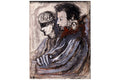 Justice Meet Corruption, A Mixed Media Artwork By The Italian Artist Roberto Barni, Gouache And Pastel On Paper, Hand Signed, European Art