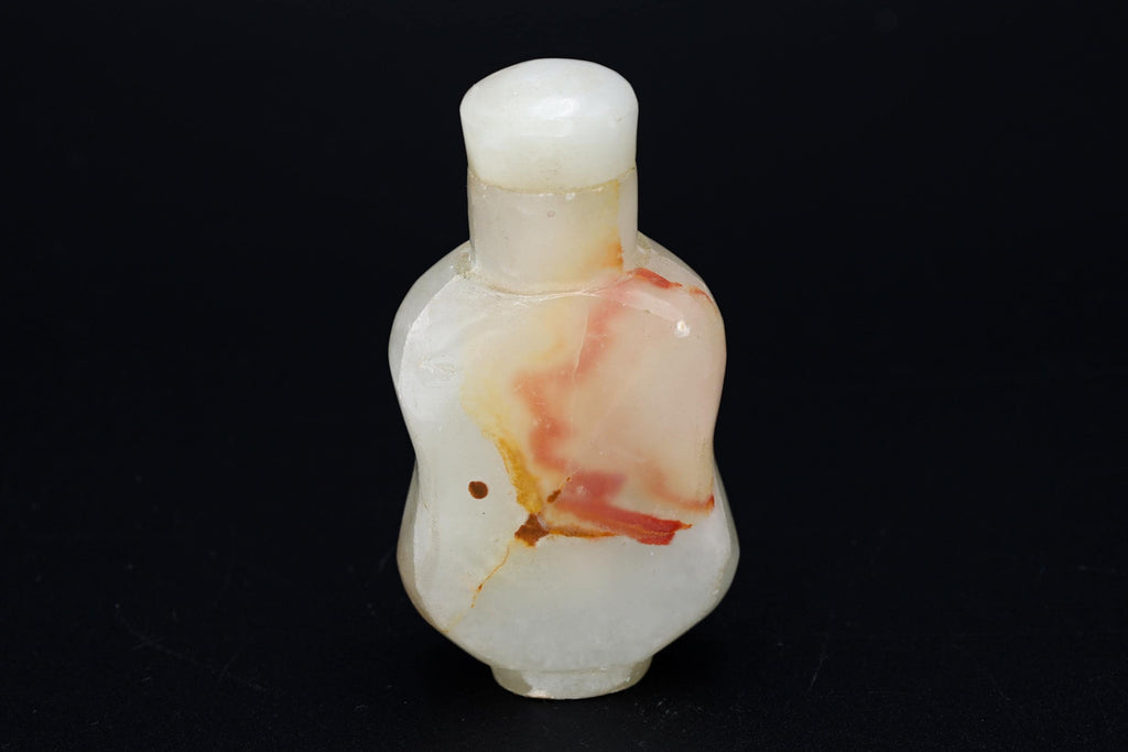 Vintage Early 20th Century Snuff Bottle, Hand Carved Agate Stone, Small Perfume Bottle. Asian Oriental Arts Tobacciana Collectibles