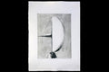 Italian Futurism Artwork By Carlo MO, Hand Signed 1980s Art Etching, Project Of Modernist Sculpture, Rare Artist Proof Copy Piece