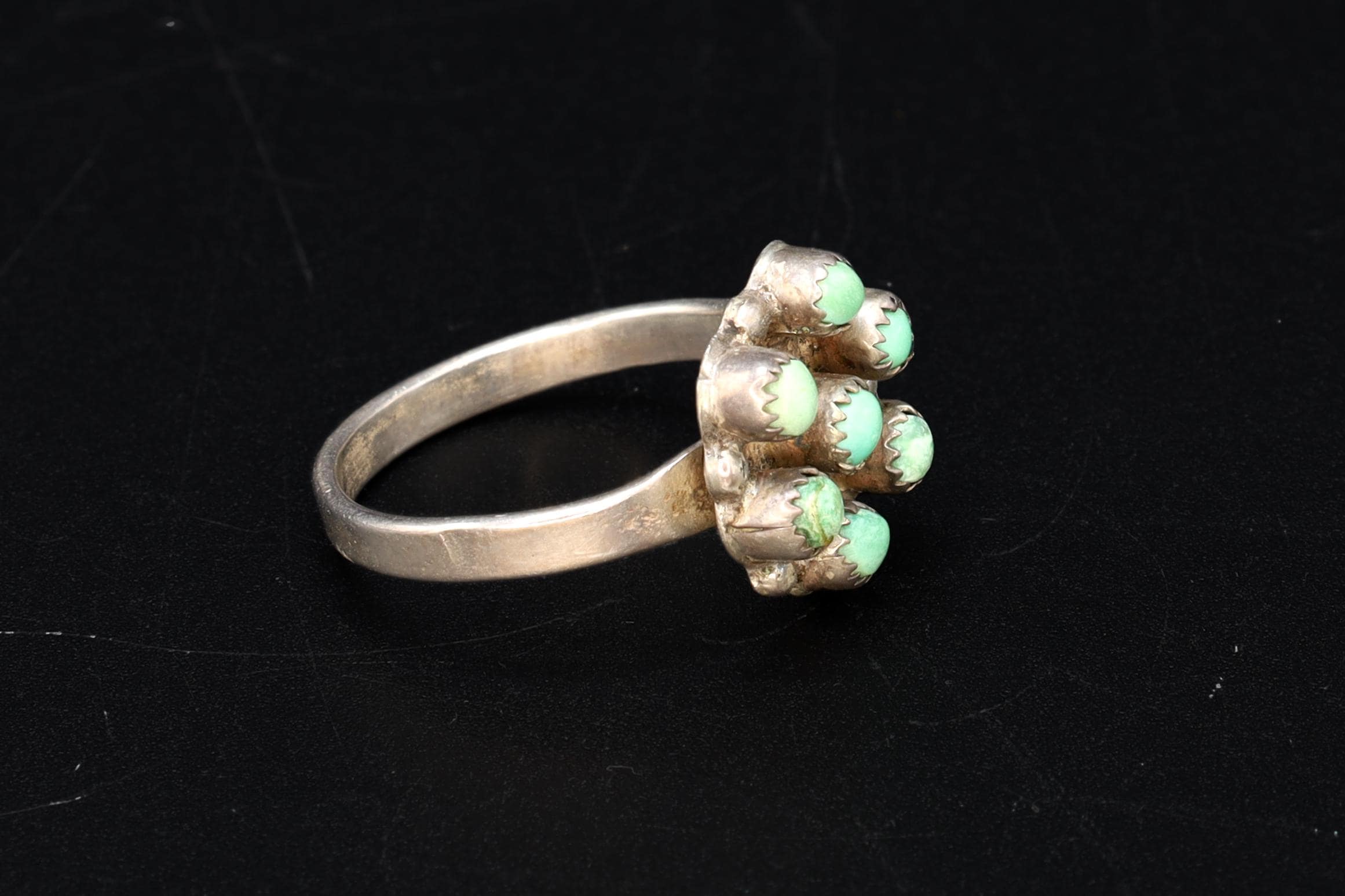 Turquoise Ring Size 7 USA Charts, Snake Eyes Multi Stone, Southwestern Americana Fashion Accessories, Navajo Zuni Style Jewelry