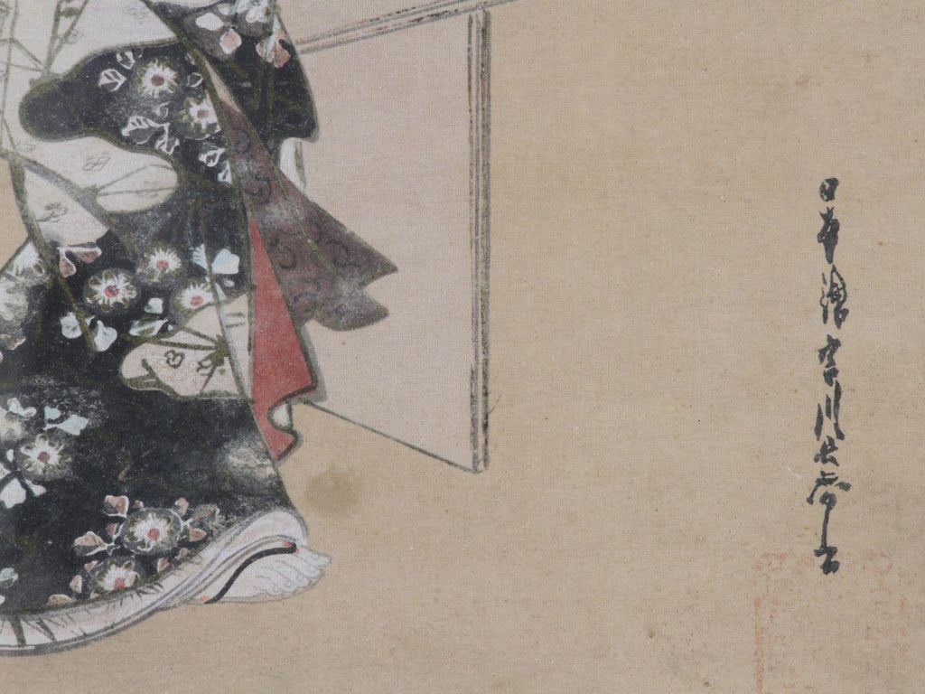Antique 1900 Japanese Woodblock By Miyagawa Choshun. Printed At The Late Meiji Era By Bunshichi In Tokyo. Matted And Framed, Asian Art