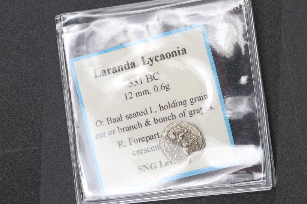 Laranda Lycaonia Cilicia, Silver Obol Coin, 324 To 323 BCE, Baaltars Seated And Wolf Running, Ancient Collectibles And Numismatics