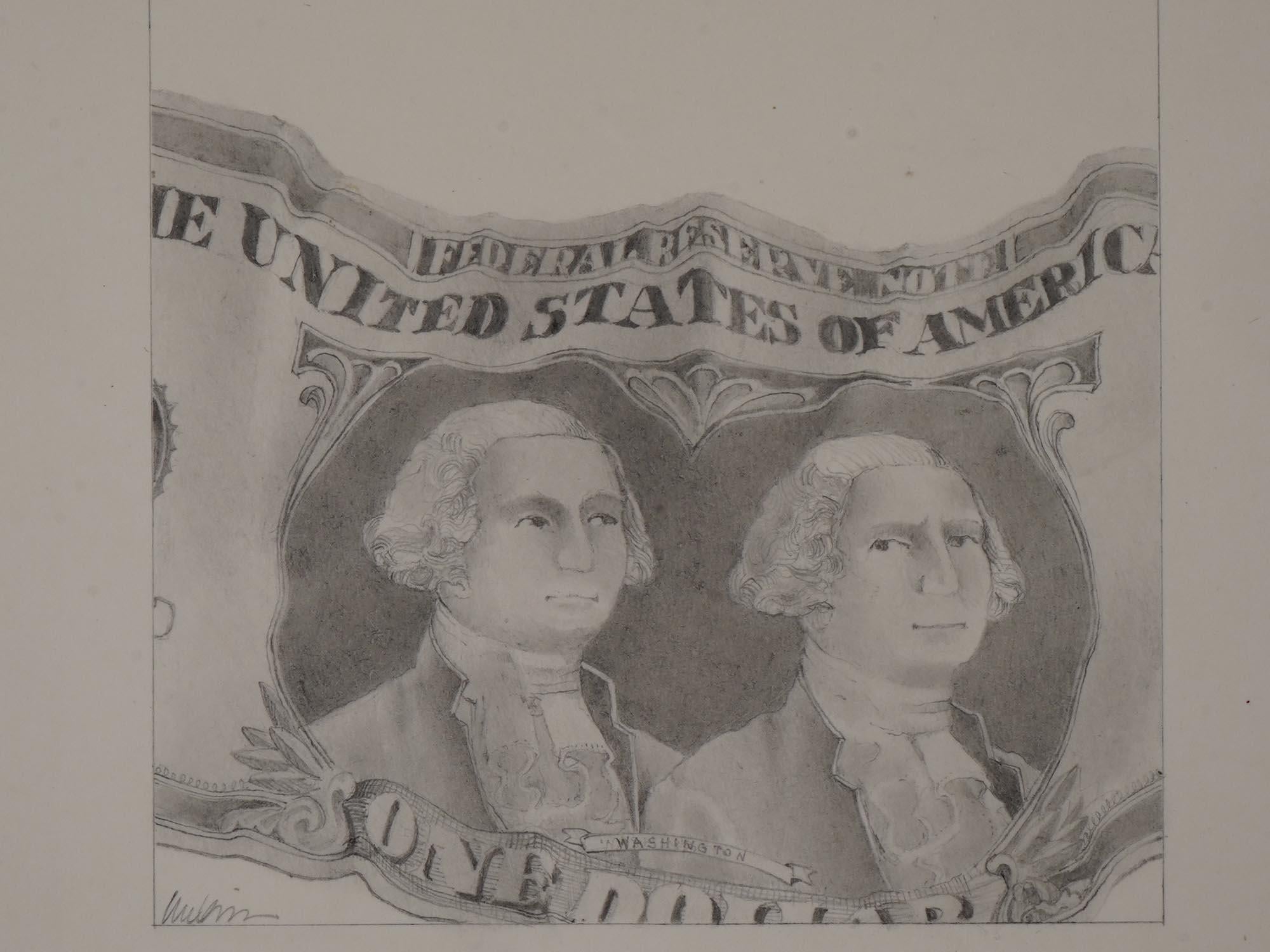 J Michael McGinn, Art Pencil Drawings 1970s, USA Political Caricature, Fortune Magazine, Sheldon Cotler for the Keeping Up, Small Vignettes